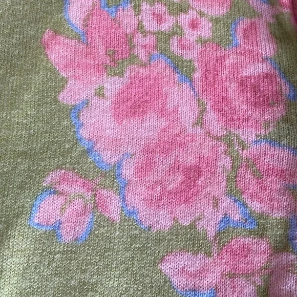 Sundance Pastel Green and Pink Floral Cardigan, Light Layer or Dress Topper - Picture 9 of 12